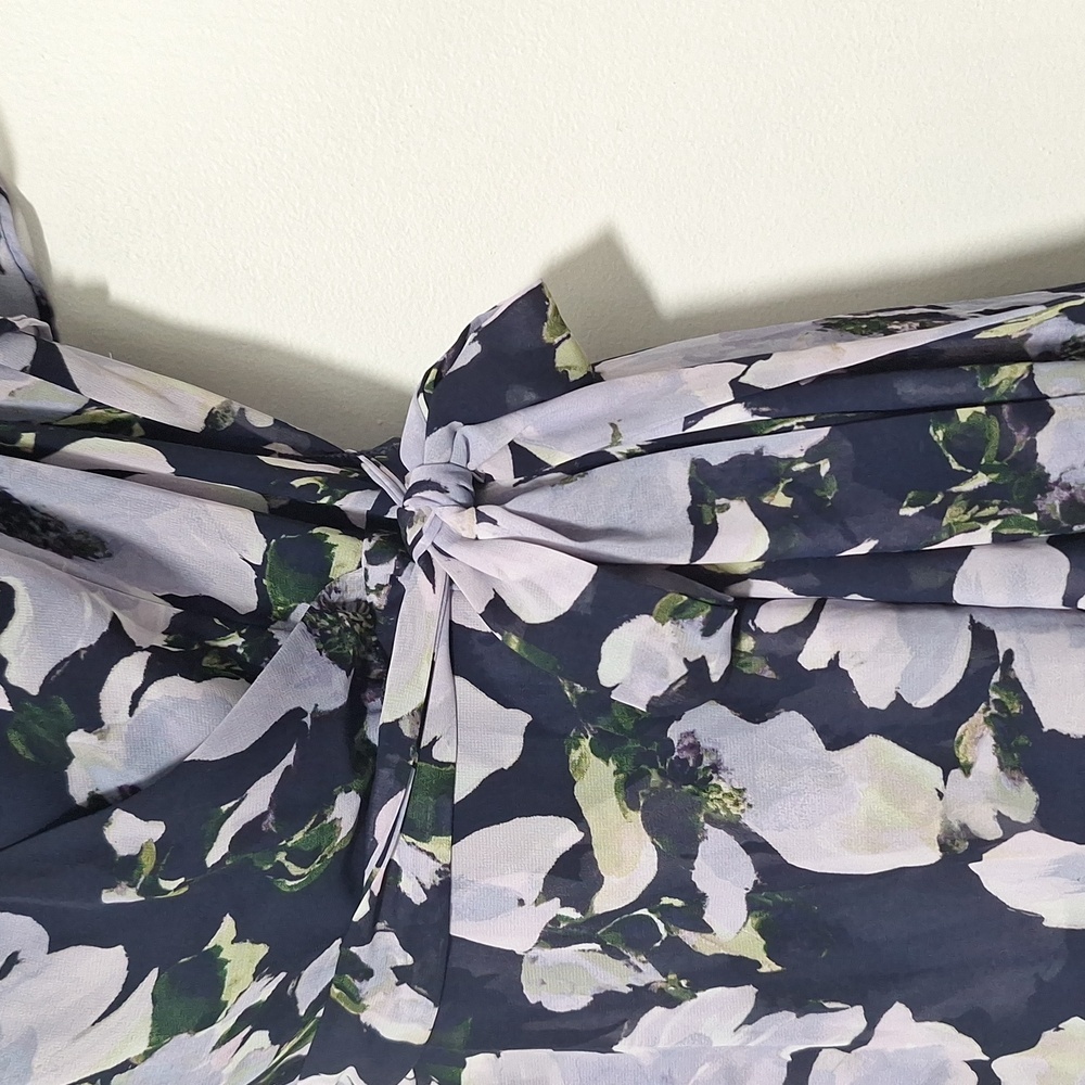 Tahari Floral Midi Dress V-Neck Faux Wrap - Picture 5 of 11